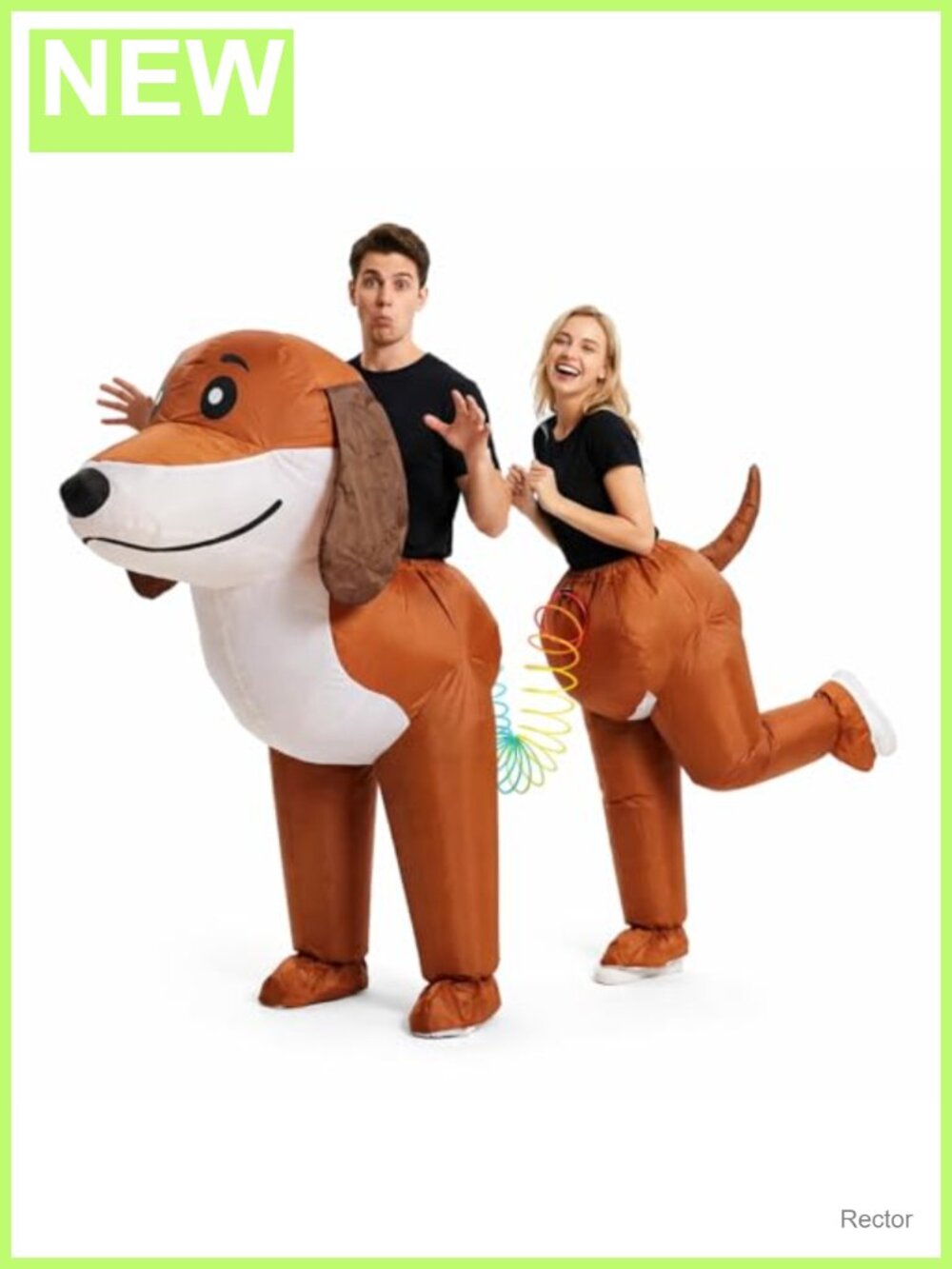 2 Person Inflatable Dachshund Costume Men Funny Couple Dog Halloween
